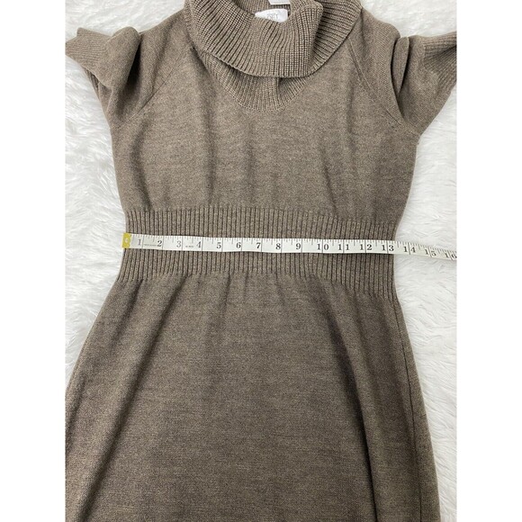 LOFT Women’s Sweater Knit Dress Cowl Neck Brown Merino Wool Blend Size M - Picture 10 of 14
